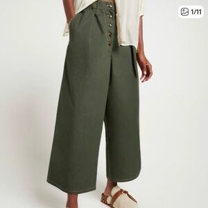 Goop G. Label De La Cruz Pleated Balloon Wide Leg Trouser Pants Green Size 6
